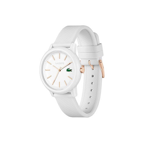 Ladies 12.12 Rose Gold & White Silicone Strap Watch, White Dial