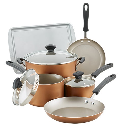 15pc Cookstart DiamondMax Nonstick Cookware, Copper