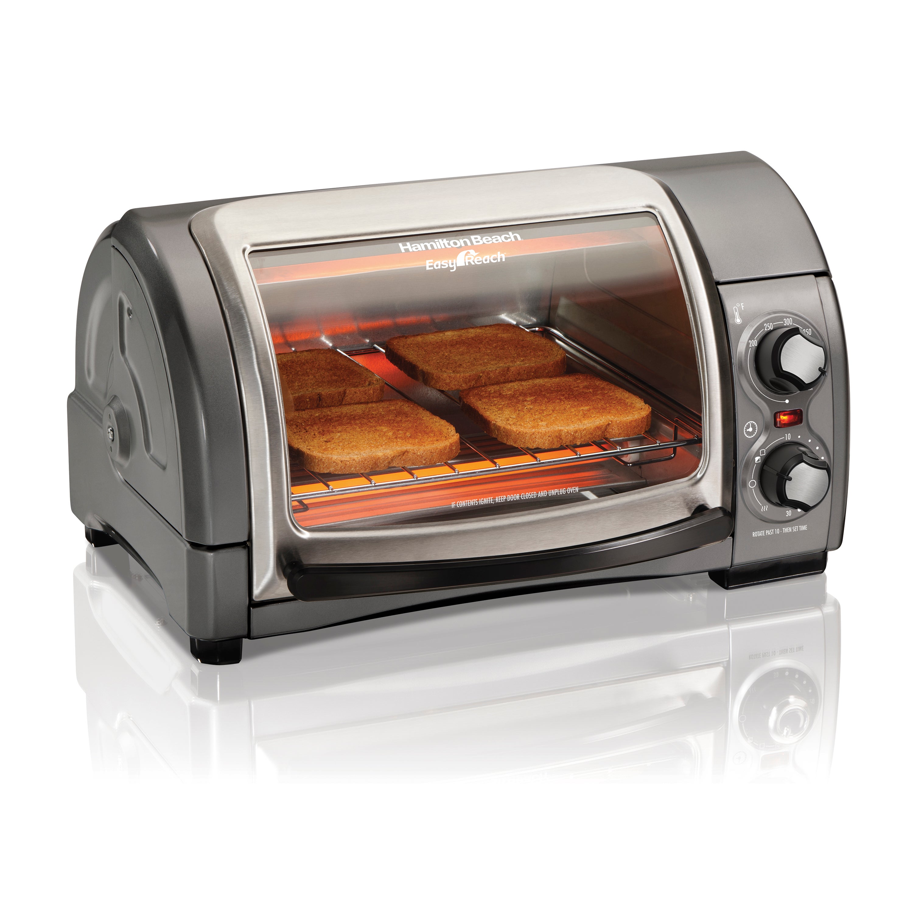 4 Slice Easy Reach Toaster Oven w/ Roll Top Door