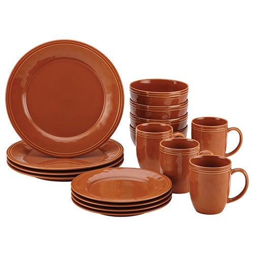 Cucina 16pc Dinnerware Set, Pumpkin Orange