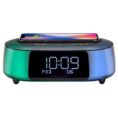 Timeboost Glow Color Changing BT Alarm Clock w/ Qi Charging