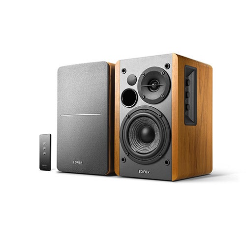 R1280T Powered Bookshelf Speakers - Set of 2, Brown