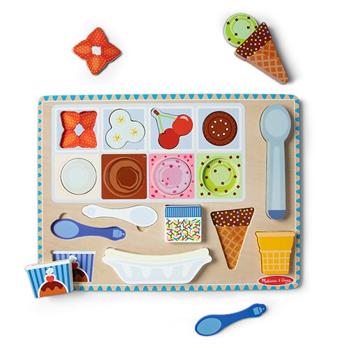 Wooden Magnetic Ice Cream Puzzle & Play Set, Ages 2+ Years