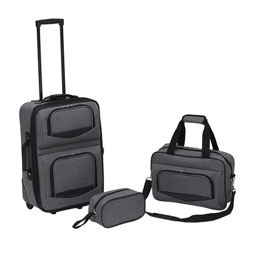 3pc Luggage Set, Heather Gray