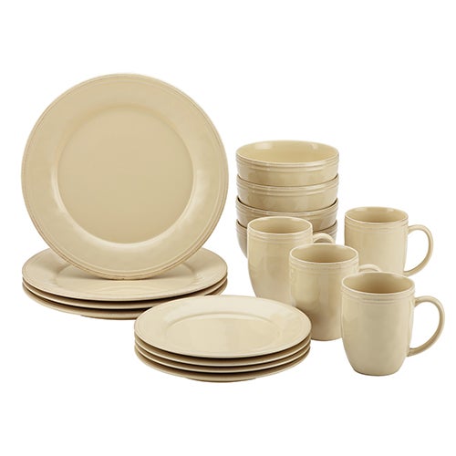 Cucina 16pc Stoneware Dinnerware Set, Cream