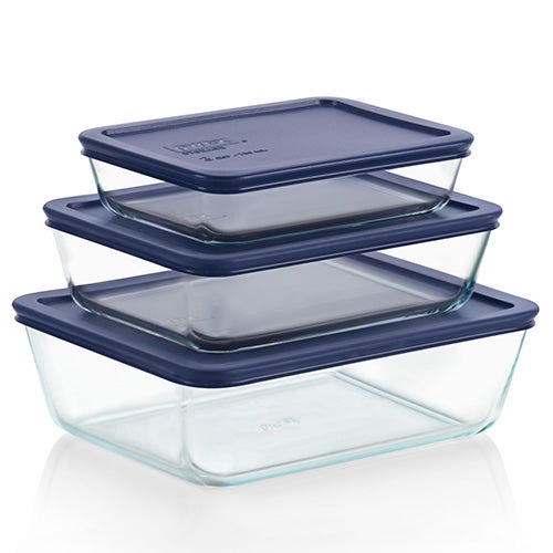 Pyrex 1135102 6-piece Glass Food Storage Container Set With Wood