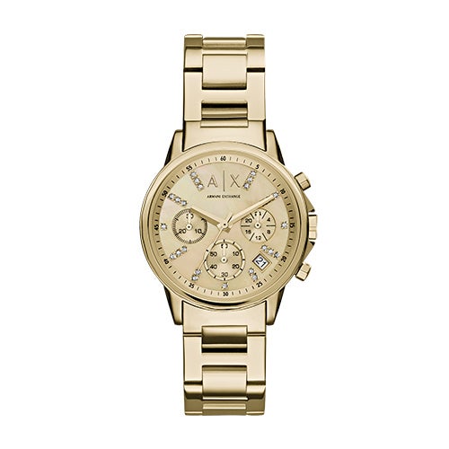 Lady Banks Gold-Tone Multi-Dial Crystal Watch, Gold Dial