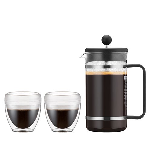 Bistro 8 Cup French Press Coffeemaker w/ 2 Pavina Cups