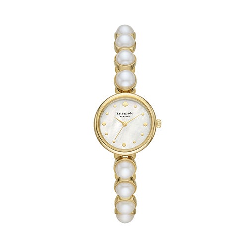 Ladies' Monroe Pearl Beaded Bracelet Watch, White Mother-of-Pearl Dial